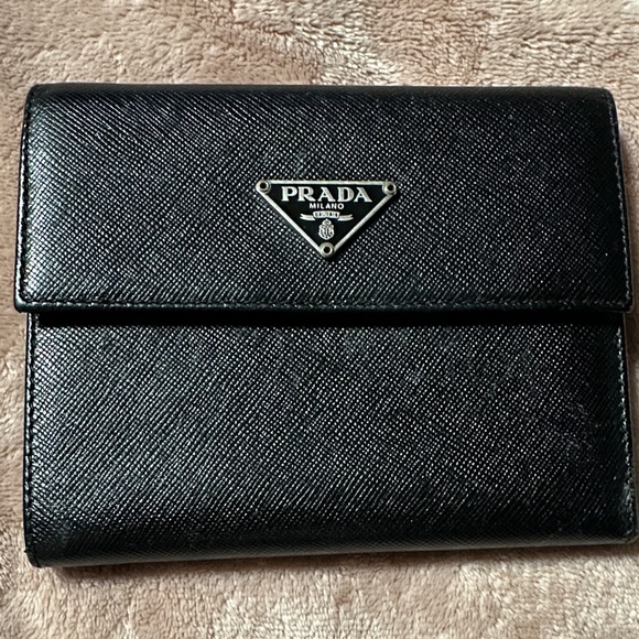 prada wallet Accessories - Sleek Black Textured Leather Wallet